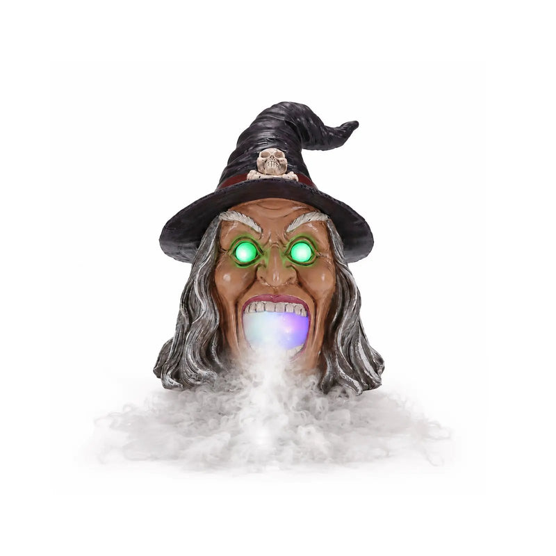 Halloween Witch Head Decor with LED Light and Mist Effect by HouseOfZazla