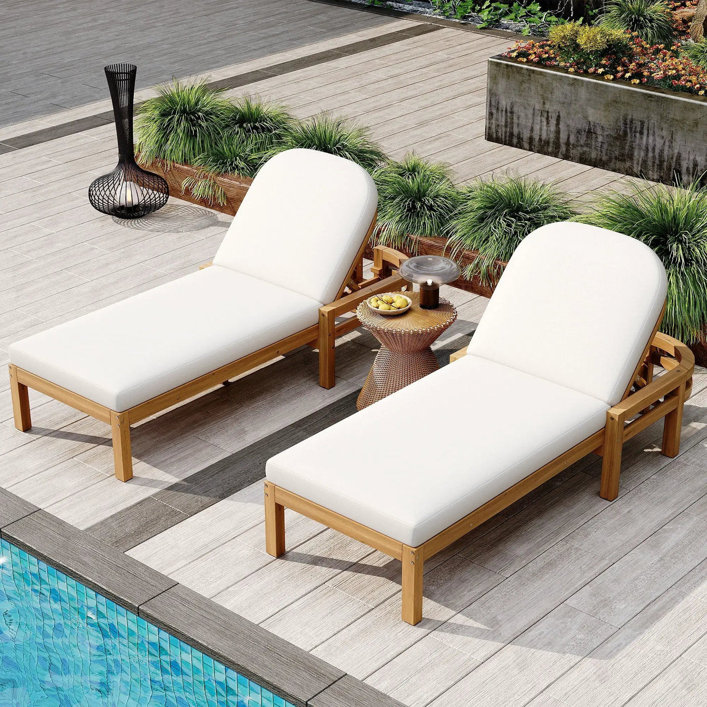 Outdoor Chaise Lounge With 5 Position Adjustable Backrest (Set of 2) by Unique Piece Furniture
