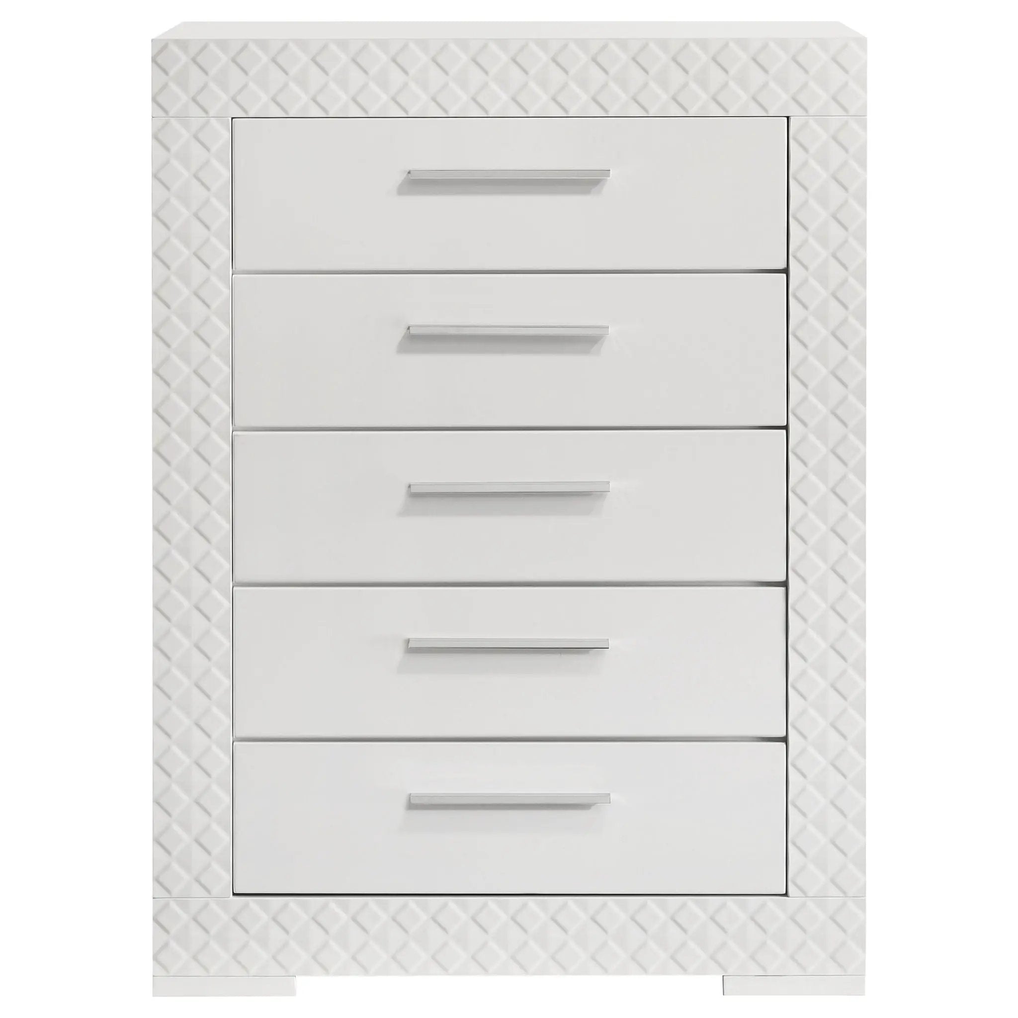 Ives 5-drawer Bedroom Chest of Drawers White High Gloss by Unique Piece Furniture