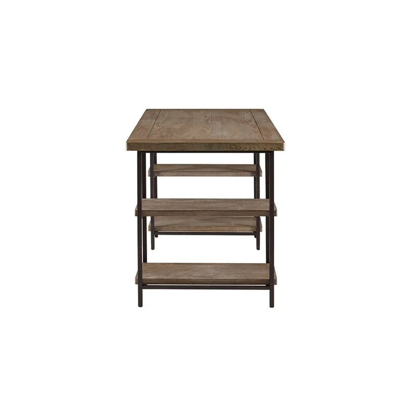 Industrial Style Metal Frame Accent Desk With Side Shelving - Gray by Unique Piece Furniture