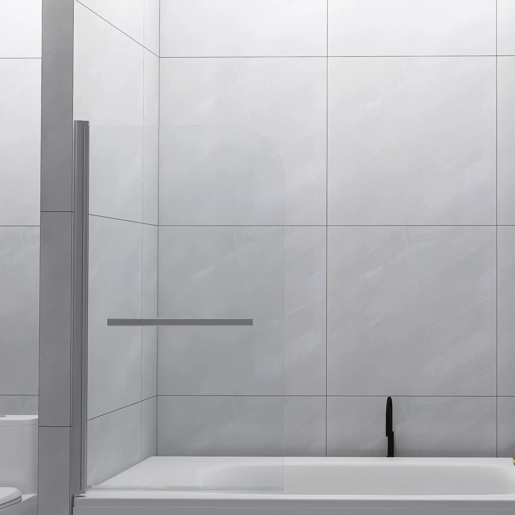 Bathtub Screen Framless Shower Door Tempered Glass Shower Panel - Transparent by HouseOfZazla