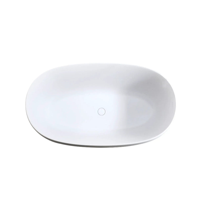 Independent Solid Surface Resin Stone Bathtub, A Modern Designed Independent Bathtub With Pop-Up Drainage And Overflow Pipes, Suitable For Small Households - Matte White by HouseOfZazla