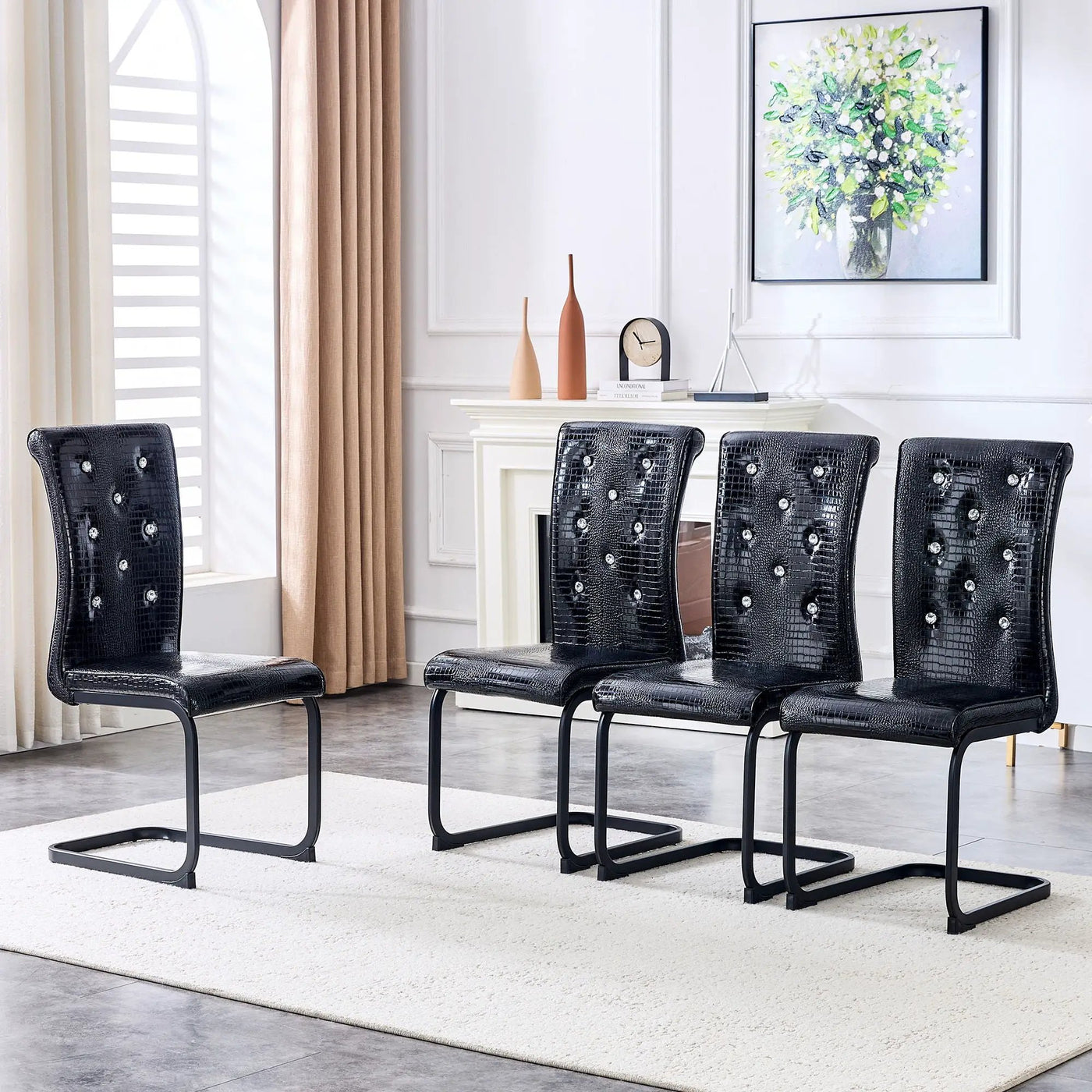 Alligator Skin Upholstered Dining Chairs by Unique Piece Furniture