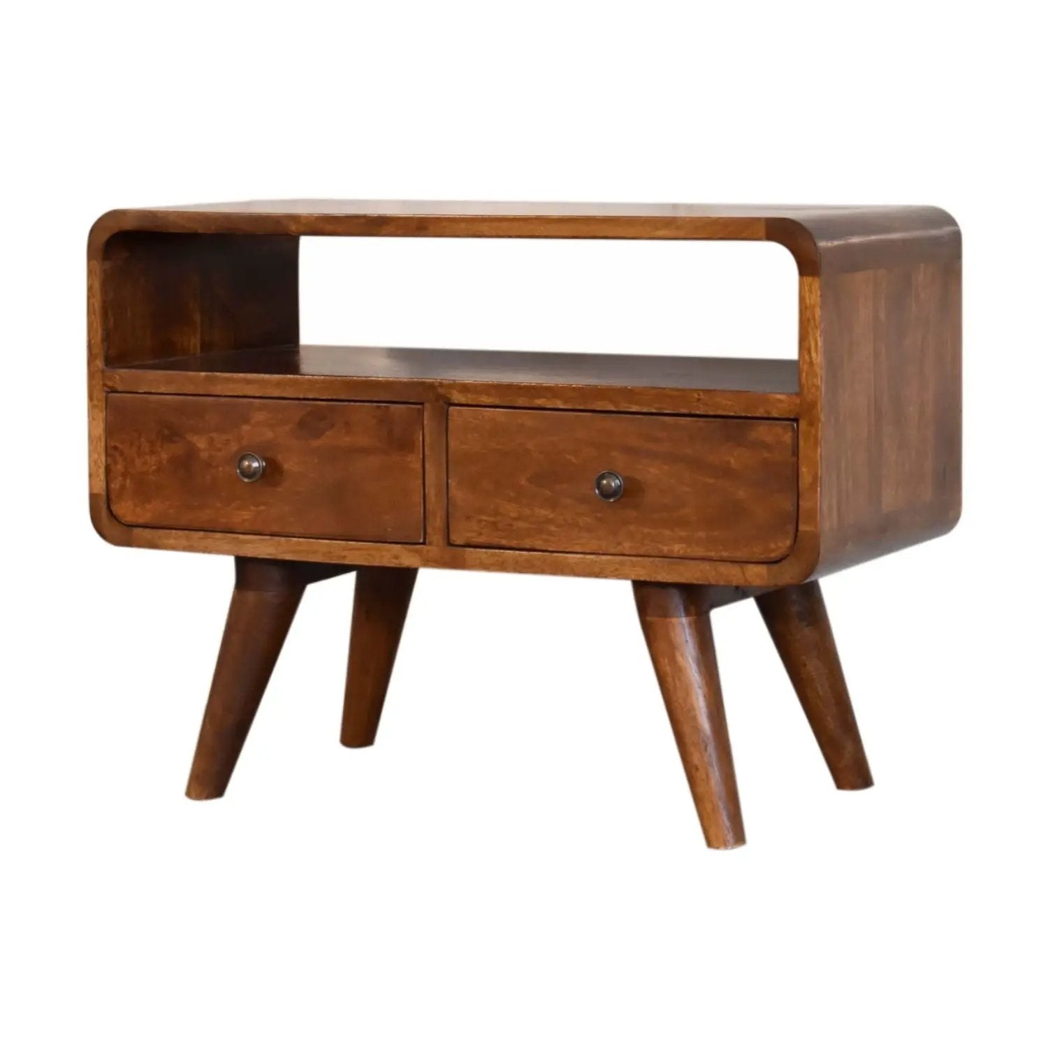 Solid Wood Curved Media Unit by HouseOfZazla