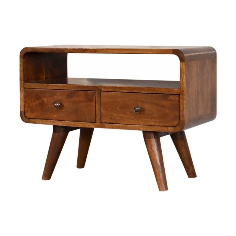 Solid Wood Curved Media Unit by HouseOfZazla