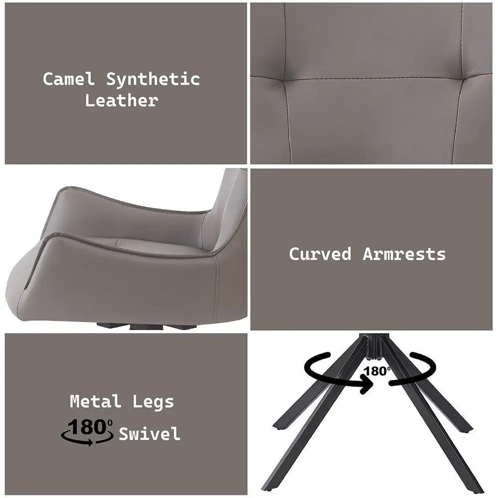 Damita - Camel Synthetic Leather Side Chair With Swivel (Set of 2) - Gray & Black Finsh by Unique Piece Furniture