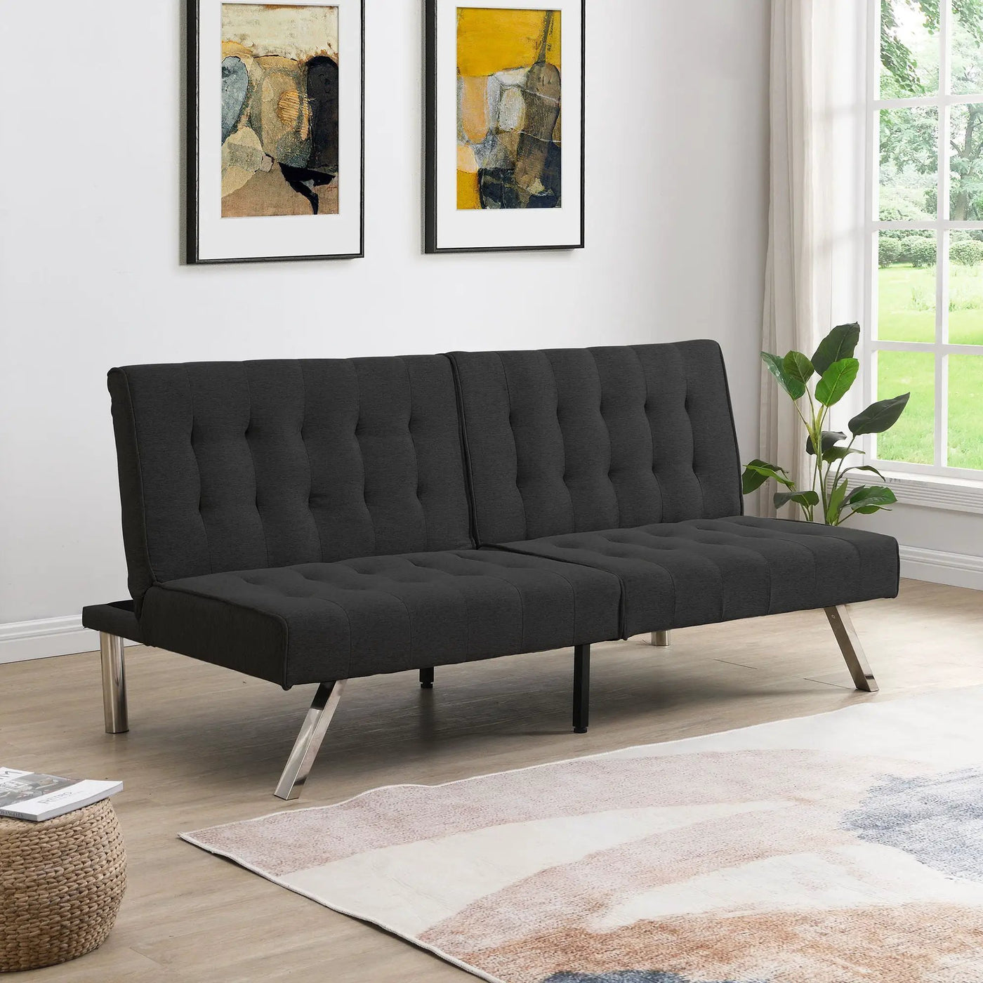 Modern Sofa Bed With Wood Frame And Stainless Legs by Unique Piece Furniture