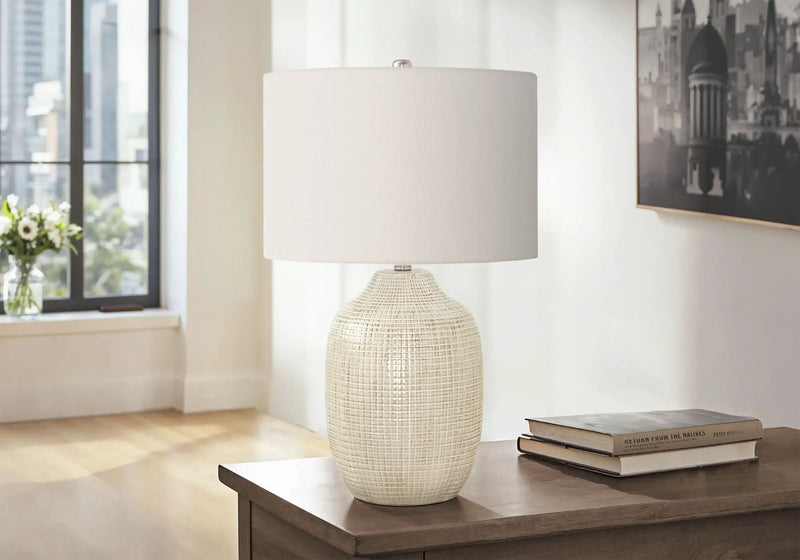 Table Lamp, Lighting, Ceramic, Contemporary - Cream by HouseOfZazla