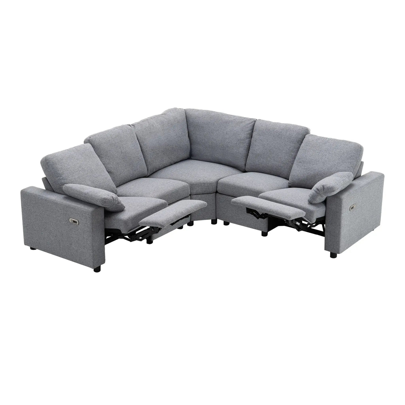 Power Recliner Sectional Sofa Home Theater Reclining Sofa With Two USB Ports, Two Storage Drawers For Living Room by HouseOfZazla