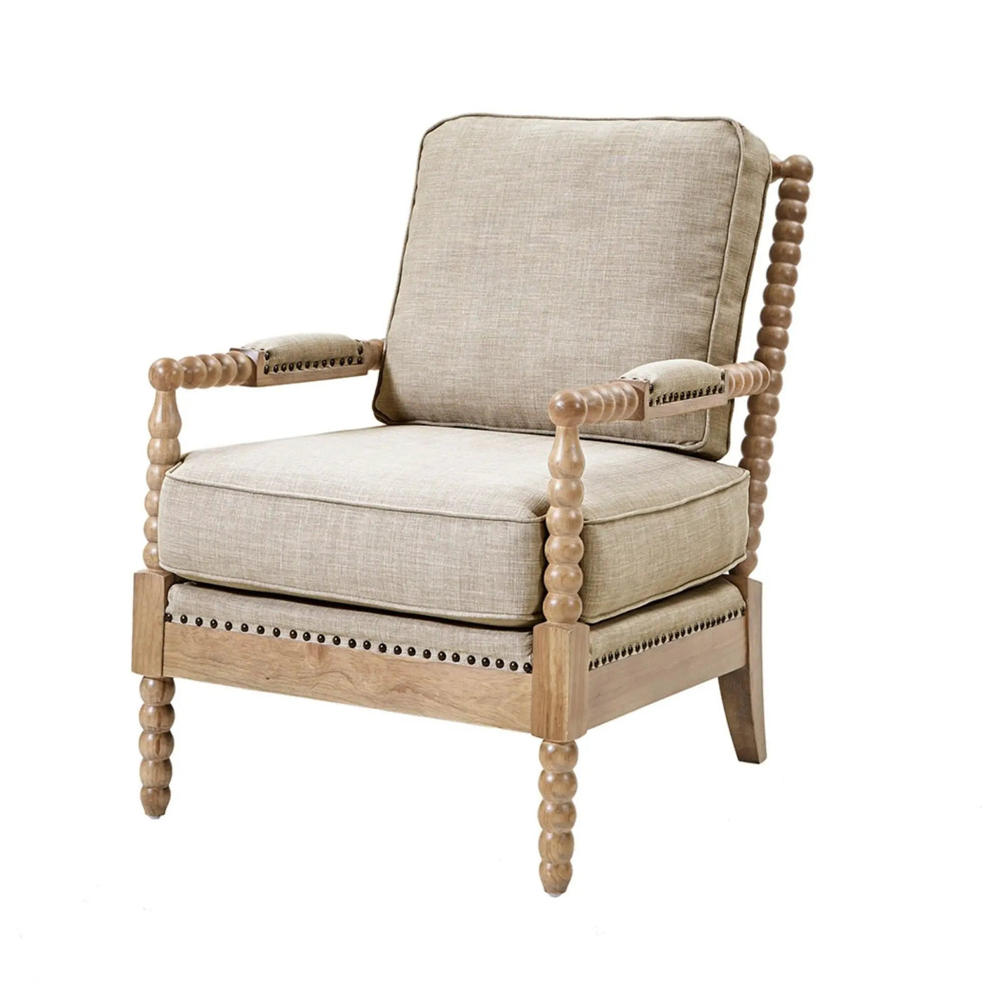 Arm Chair With Open Back Spindle Design, Padded Armrests by HouseOfZazla
