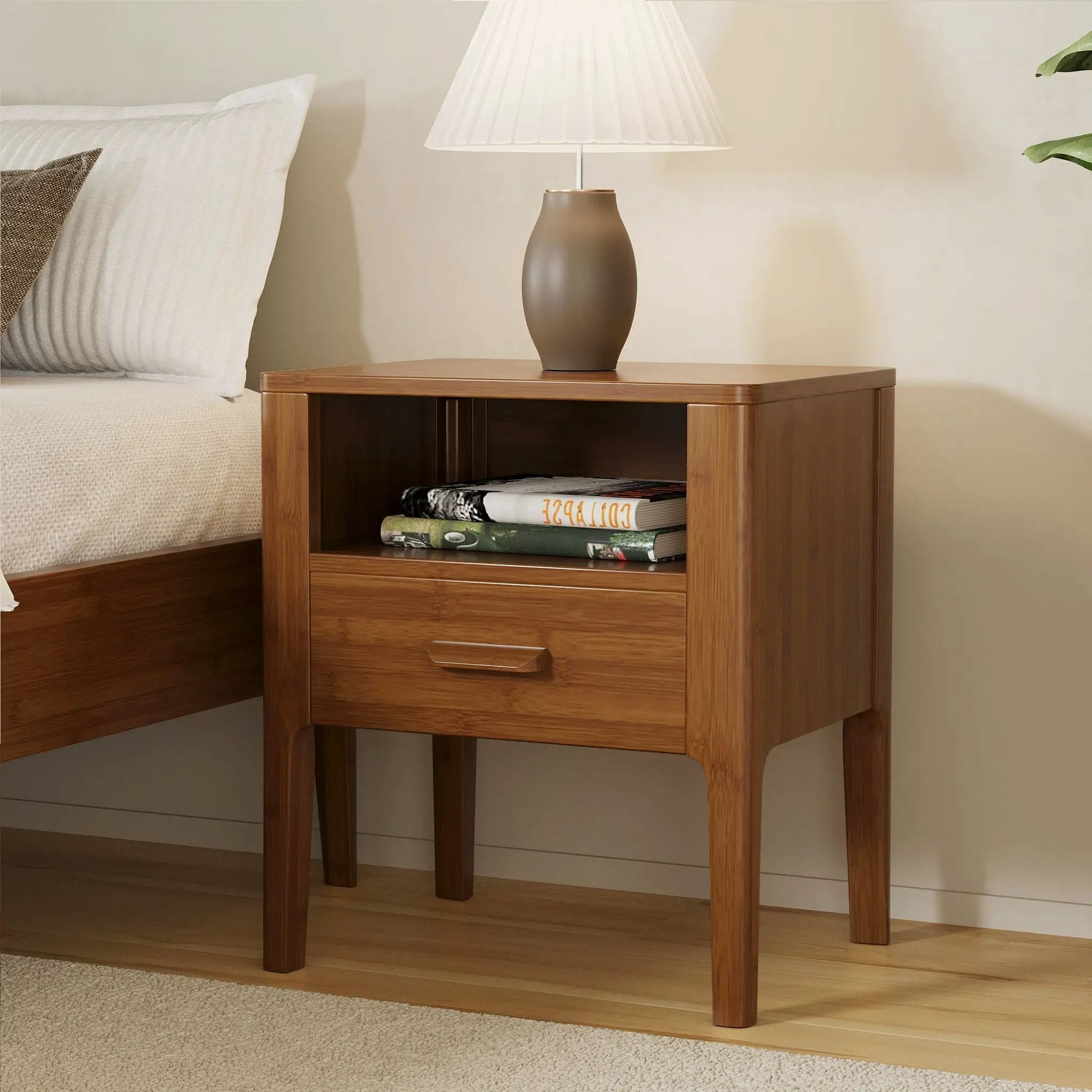 Nightstand With Drawer And Open Shelf - Brown by HouseOfZazla