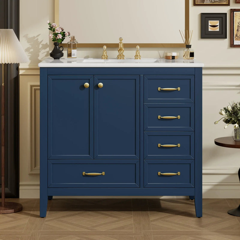Elegant Vintage Bathroom Vanity With Sink and Soft Closing Drawers by HouseOfZazla