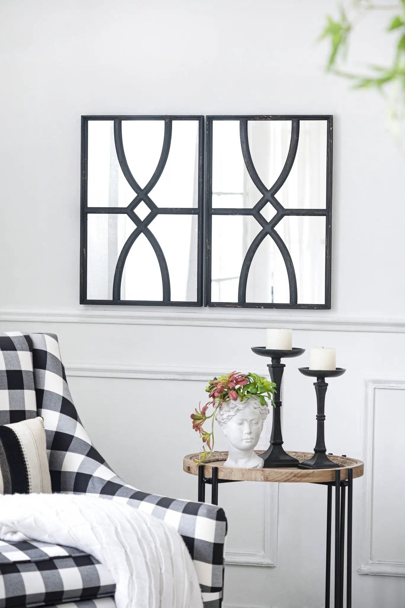 Rectangular Wooden Wall Mirror With Antique Frame, Vertical Or Horizontal Home Decor For Living Room (Set of 2) by Unique Piece Furniture