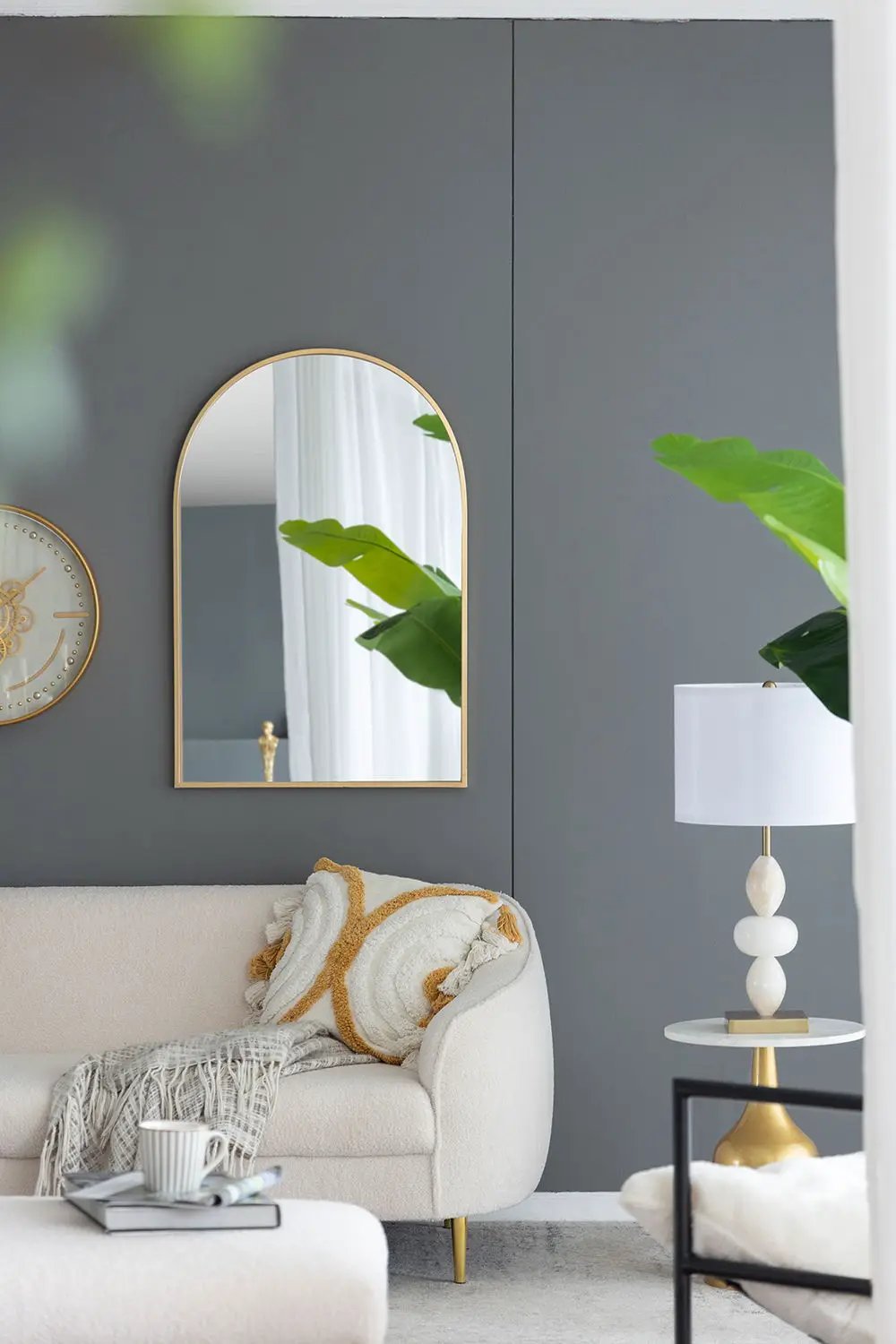 Arched Mirror With Metal Frame, Wall Mirror For Living Room Bedroom Entryway by HouseOfZazla