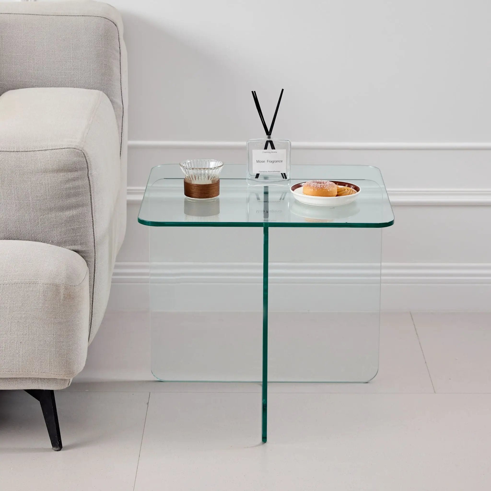 Modern Transparent Tempered Glass Sidetable by Unique Piece Furniture