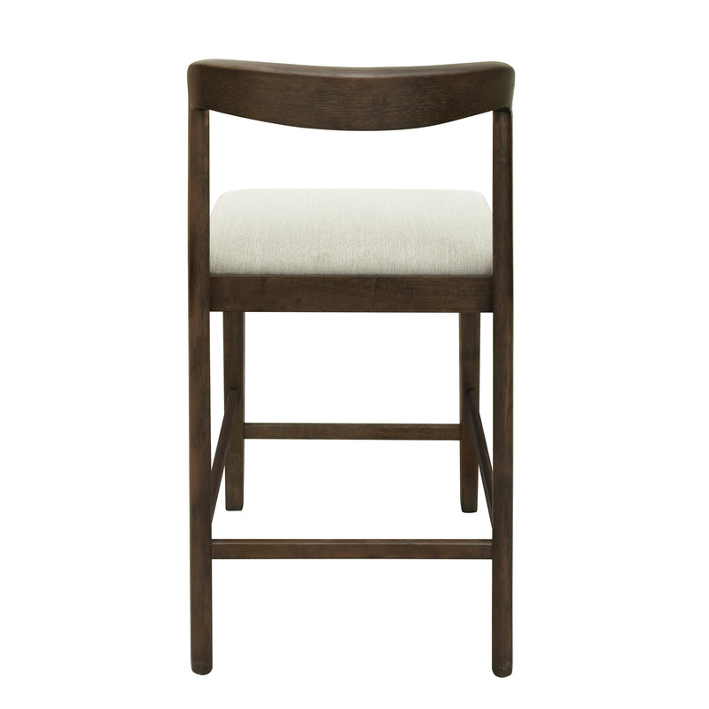 Solid Rubber Wood Counter Stools (Walnut + Beige) Set of 2 by HouseOfZazla