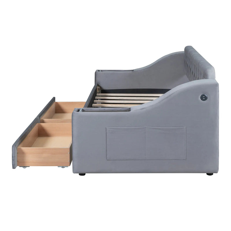 Upholstered Daybed With Storage Armrests And USB Port by Unique Piece Furniture