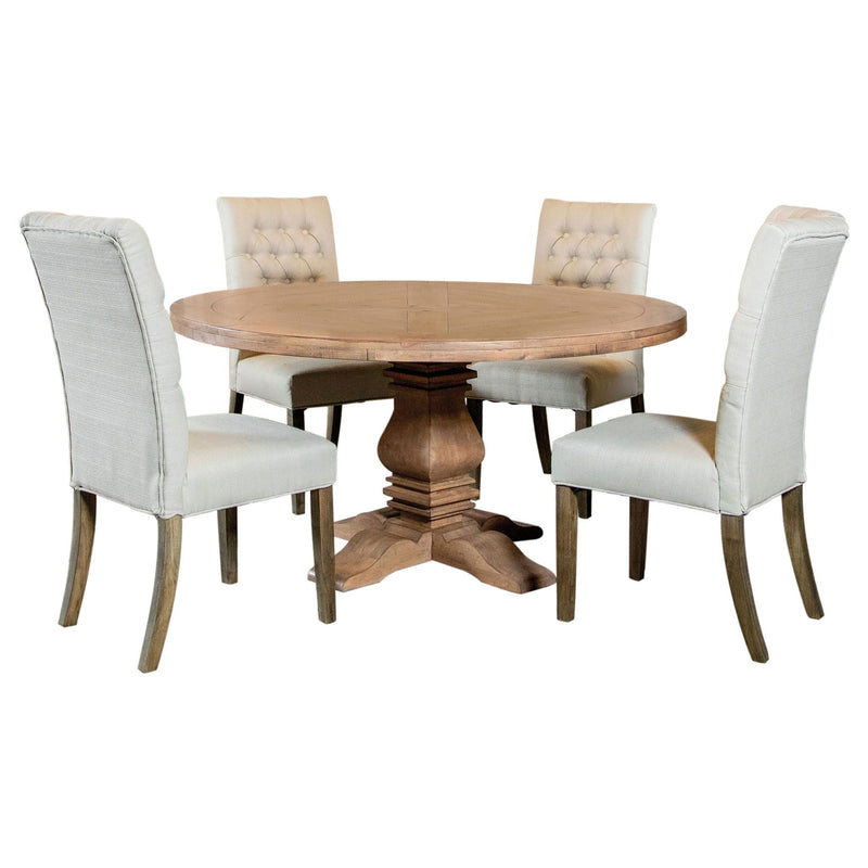 Crux - 5 Piece Round Dining Table Set With Upholstered Chairs - Honey by HouseOfZazla