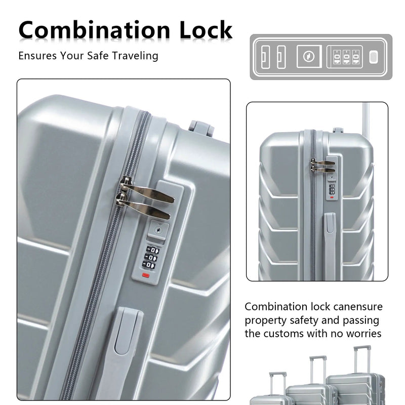 3-Piece ABS Spinner Wheel Luggage Set with Combination Lock by HouseOfZazla