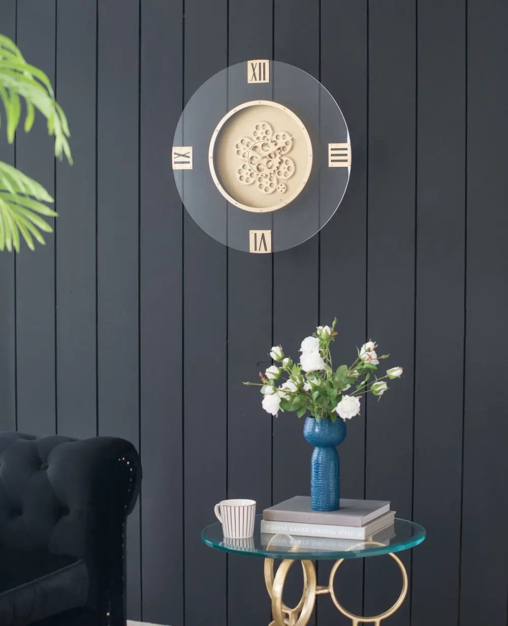 Round Moving Gear Roman Numeral Clock - Multicolor by Unique Piece Furniture