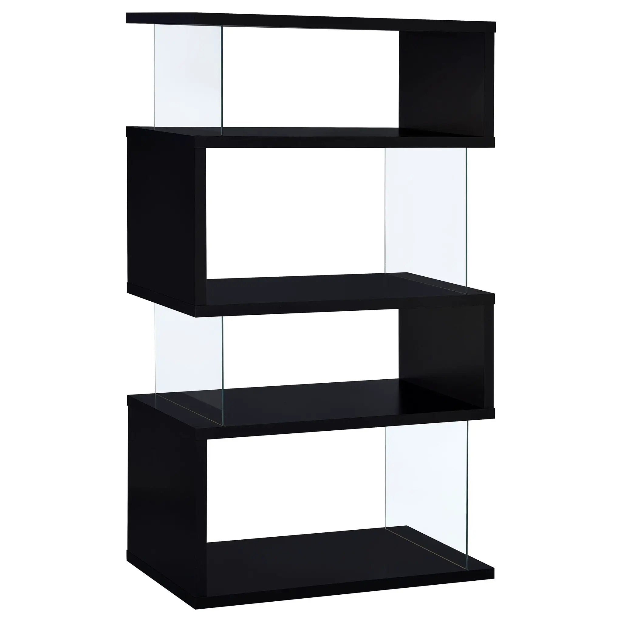 Emelle 63-inch 4-shelf Glass Panel Bookshelf Black by Unique Piece Furniture