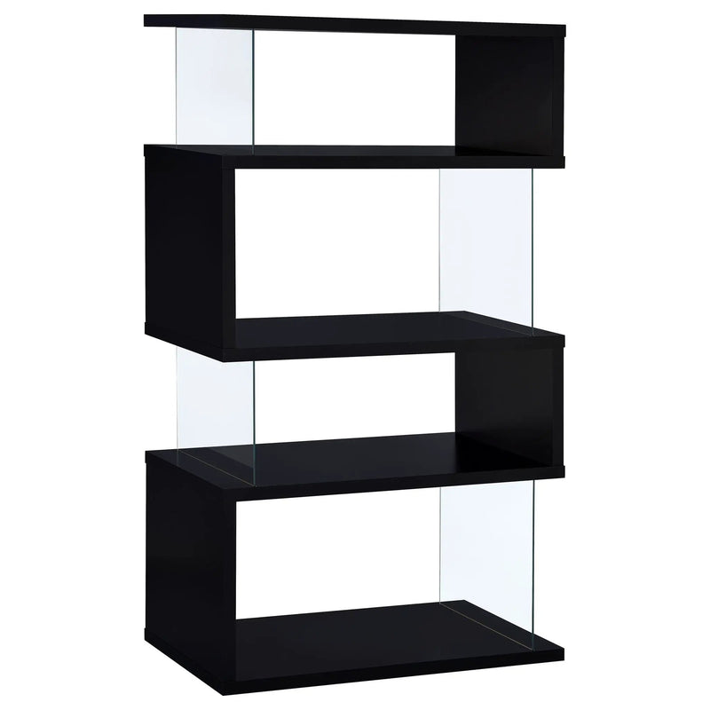 Emelle 63-inch 4-shelf Glass Panel Bookshelf Black by Unique Piece Furniture