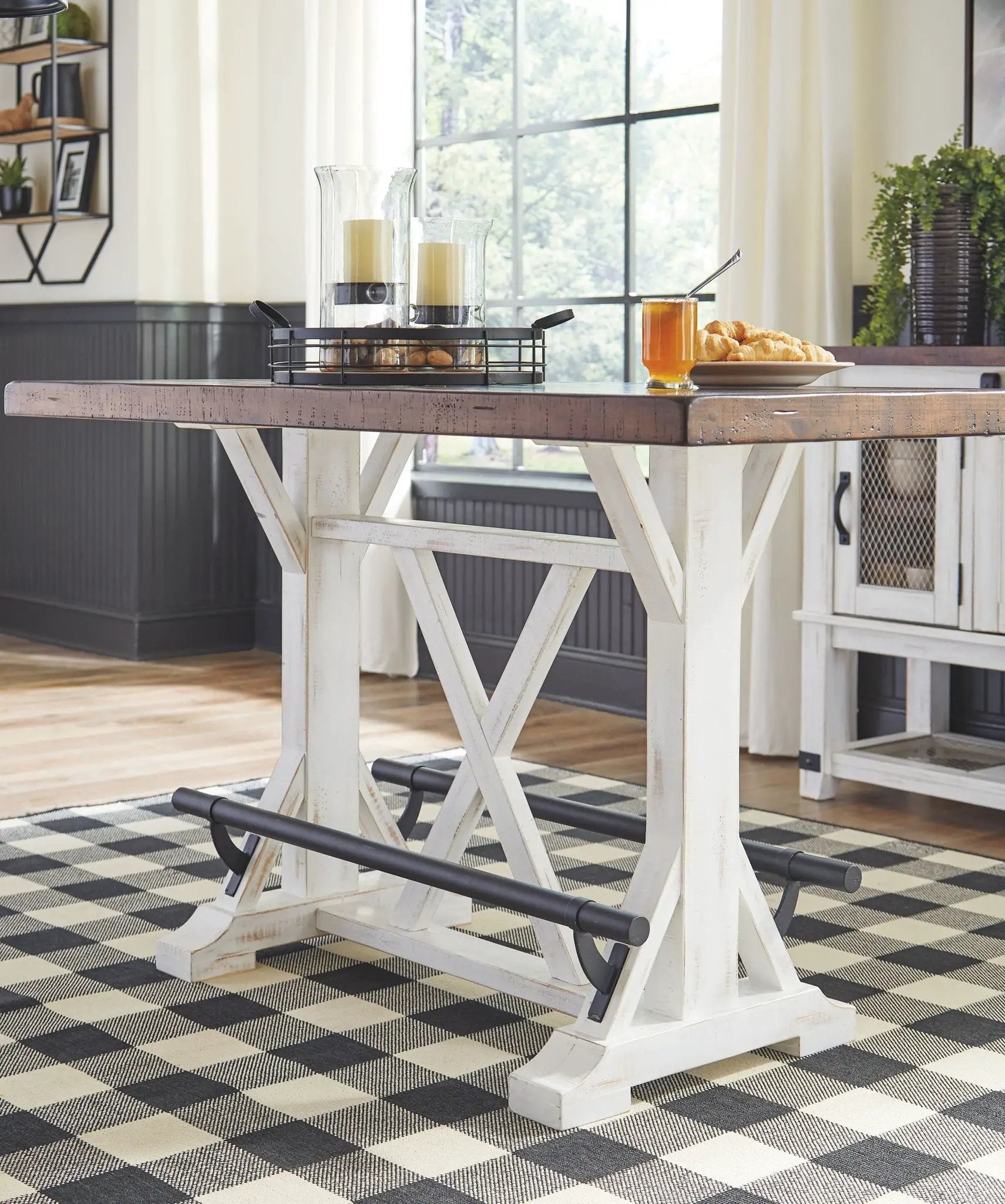 Valebeck - Rectangular Dining Room Counter Table - White / Brown by Unique Piece Furniture