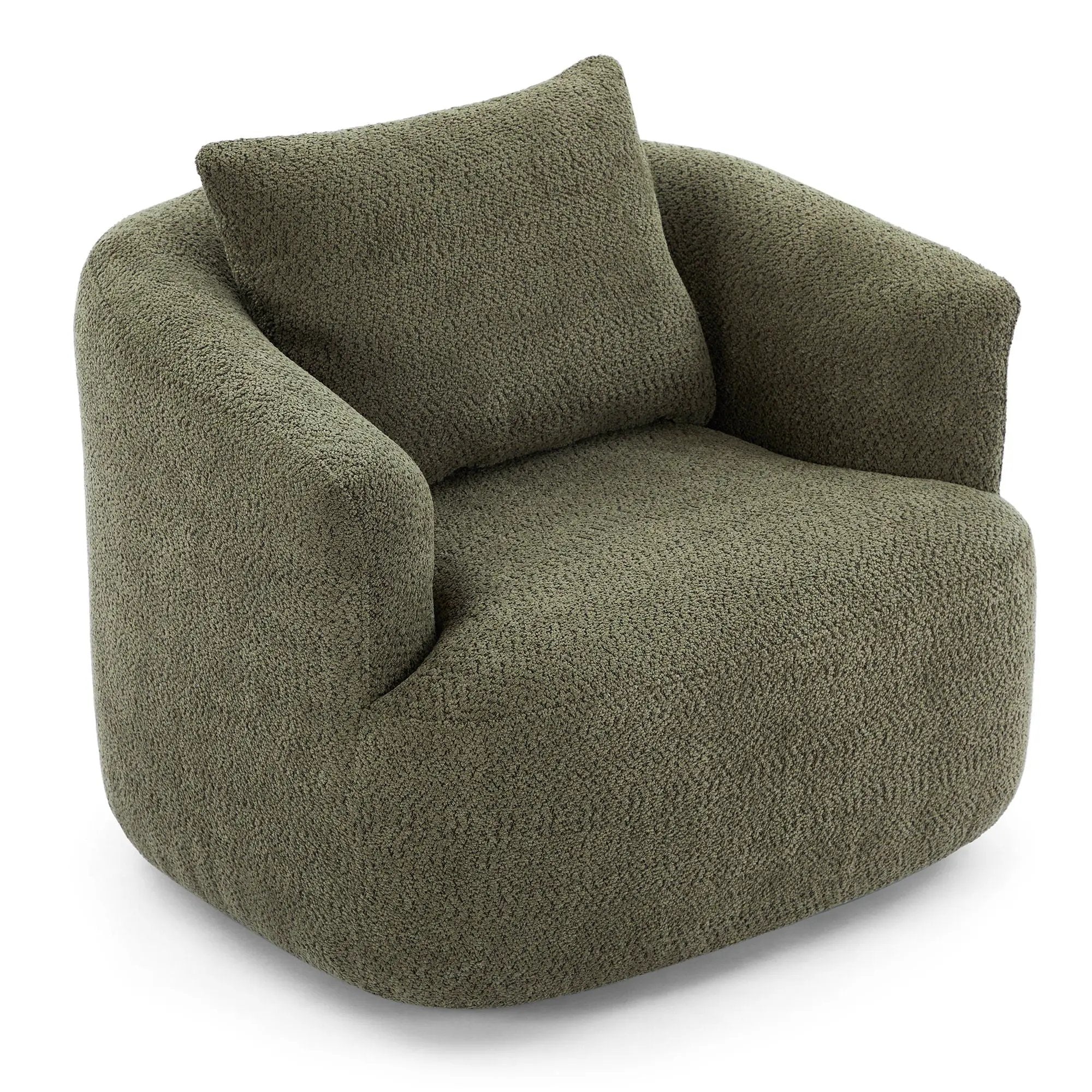 360° Swivel Barrel Sofa Chair With Throw Pillow, Upholstered Accent Chair by HouseOfZazla