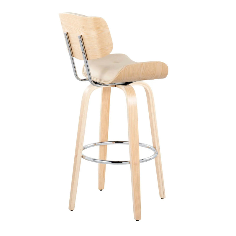 Lombardi - Mid Century Modern Fixed Height Barstool With Swivel With Round Footrest (Set of 2) by Unique Piece Furniture