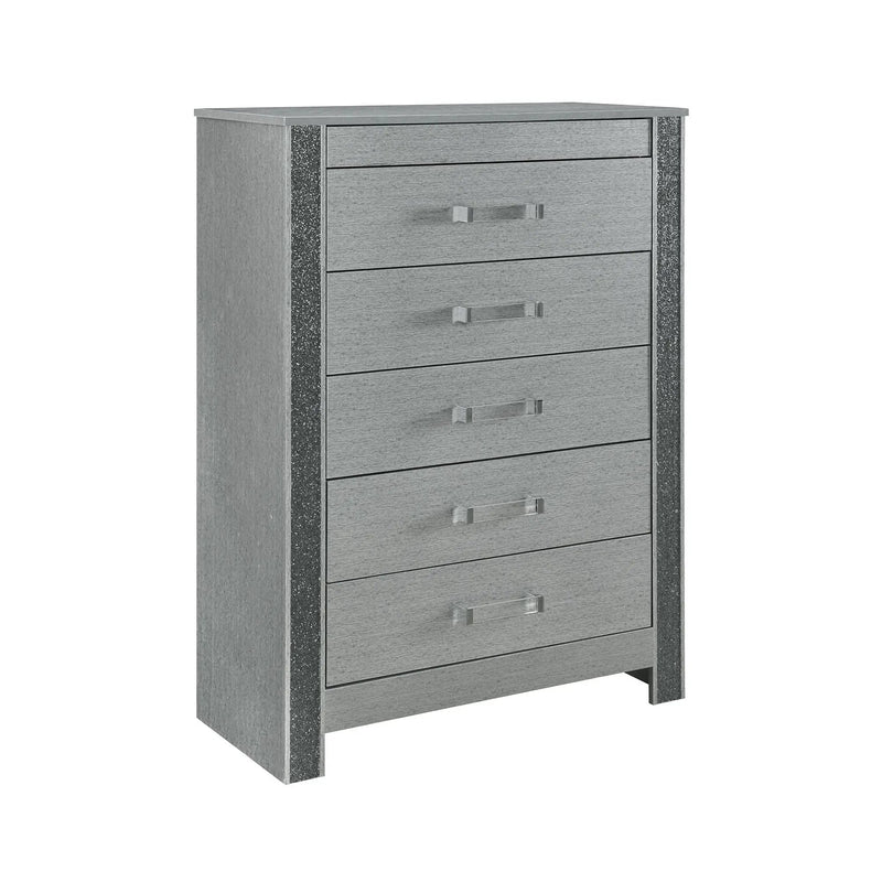 Lorenzo - Chest With Hidden Jewelry Compartment And Bar Handle - Silver by Unique Piece Furniture