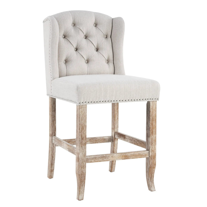 26.78'' Seat Height Vienna Contemporary Fabric Tufted Wingback Counter Stools, Set of 2 by HouseOfZazla