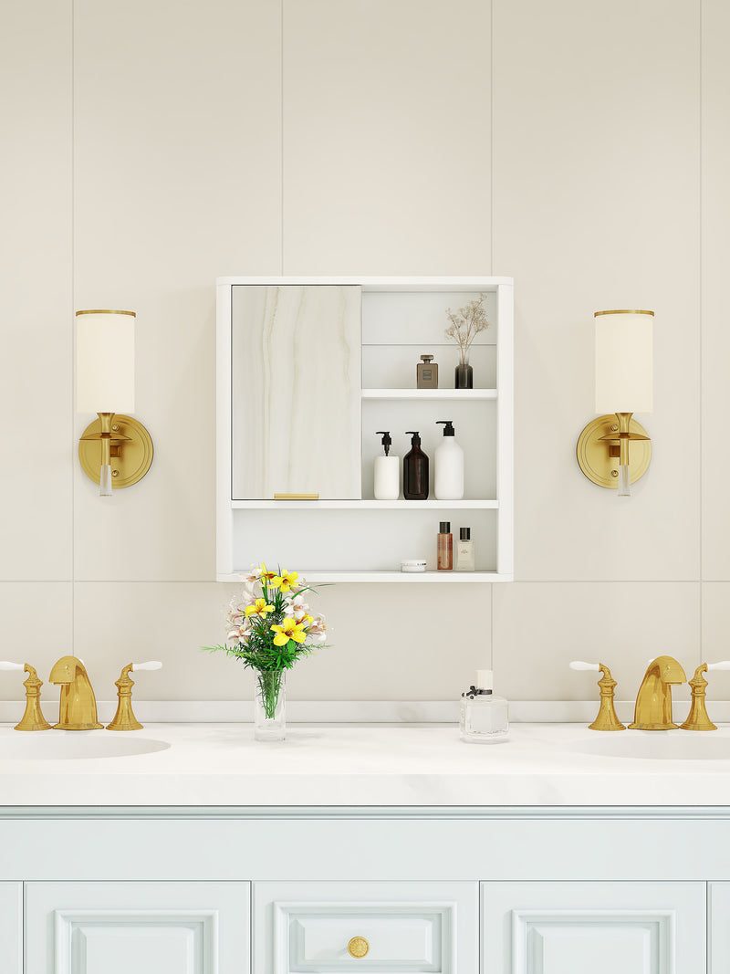 Modern Bathroom Mirror Cabinet with Open Shelves by HouseOfZazla