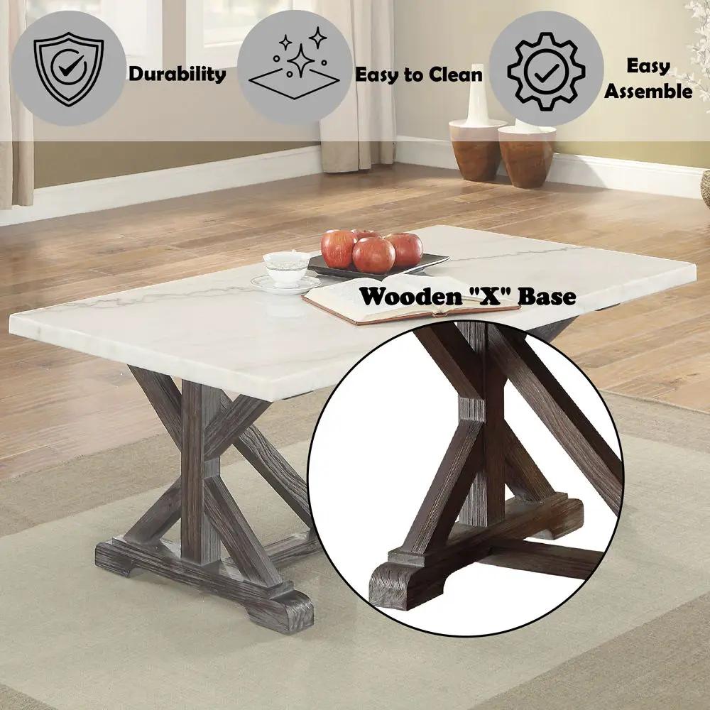 Romina - Coffee Table - White Marble Top & Weathered Espresso by Unique Piece Furniture