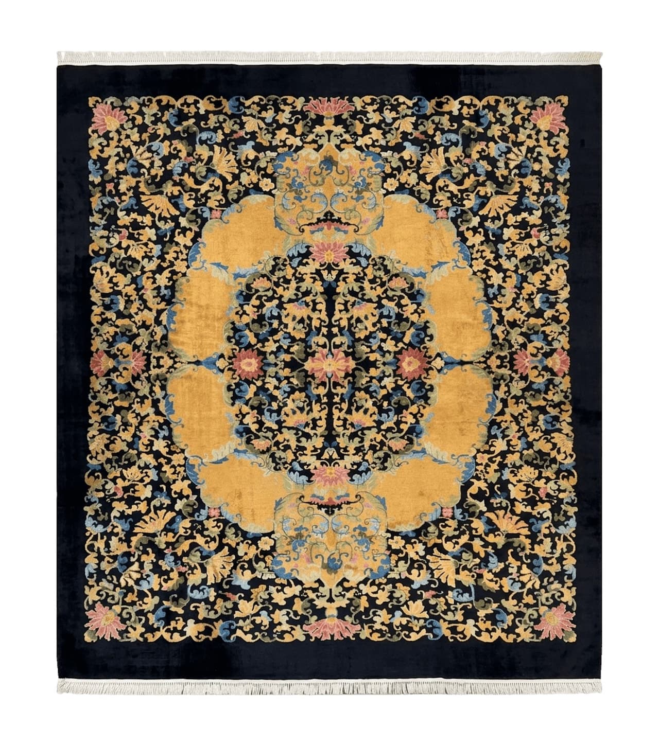 Antique Chinese Peking Rug 12.6 x 14.9, Palace Size Asian Oriental Carpet, Art Deco Rug, Rare by Jewel Rugs