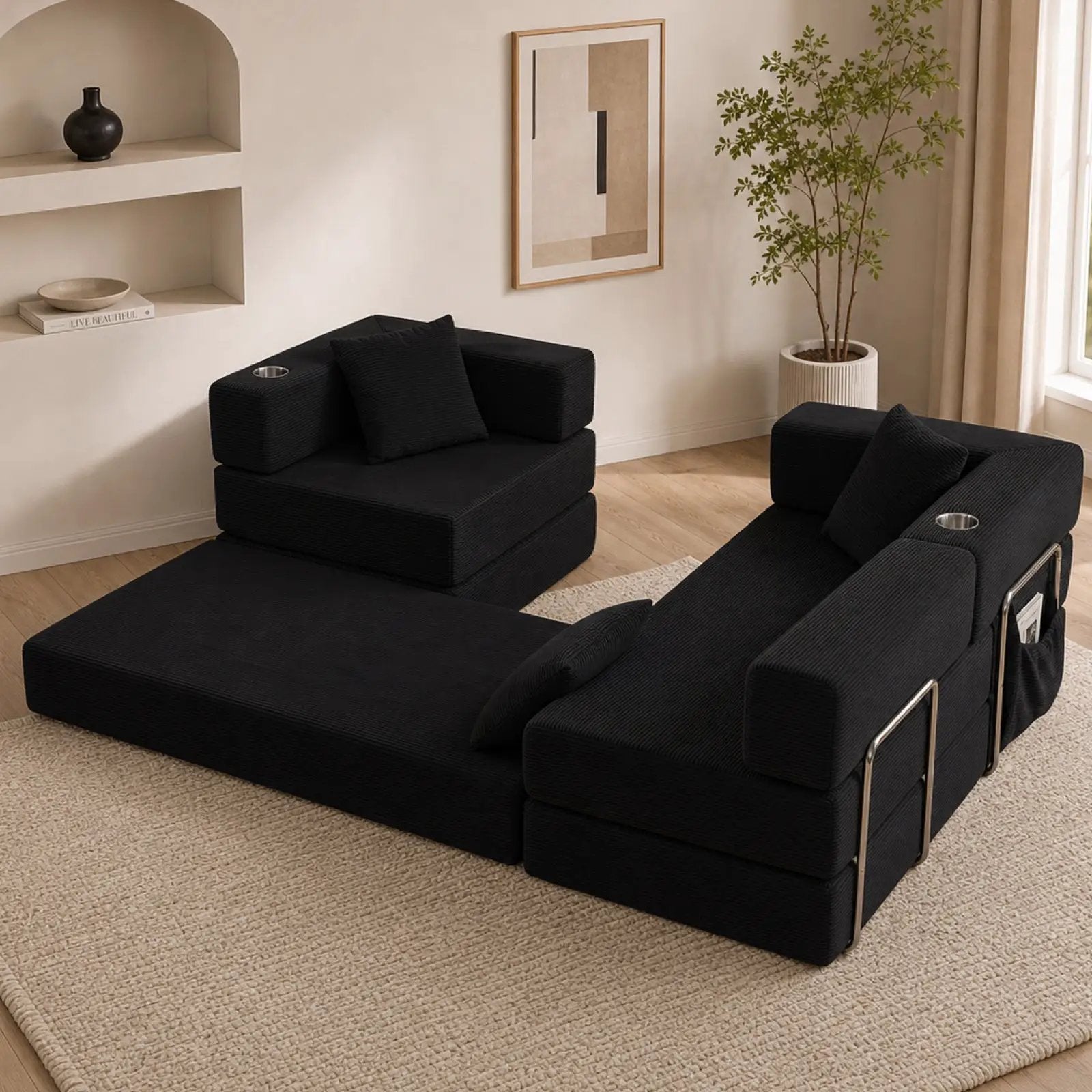 108" Modular Sectional Sofa with L-Shape Chaise by HouseOfZazla