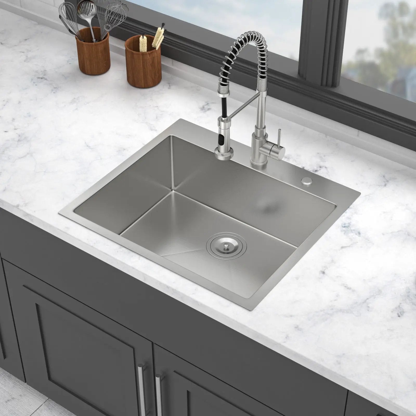 24 x 18 x 9 Inch Kitchen Sink Drop-In 16 Gauge Stainless Steel by HouseOfZazla