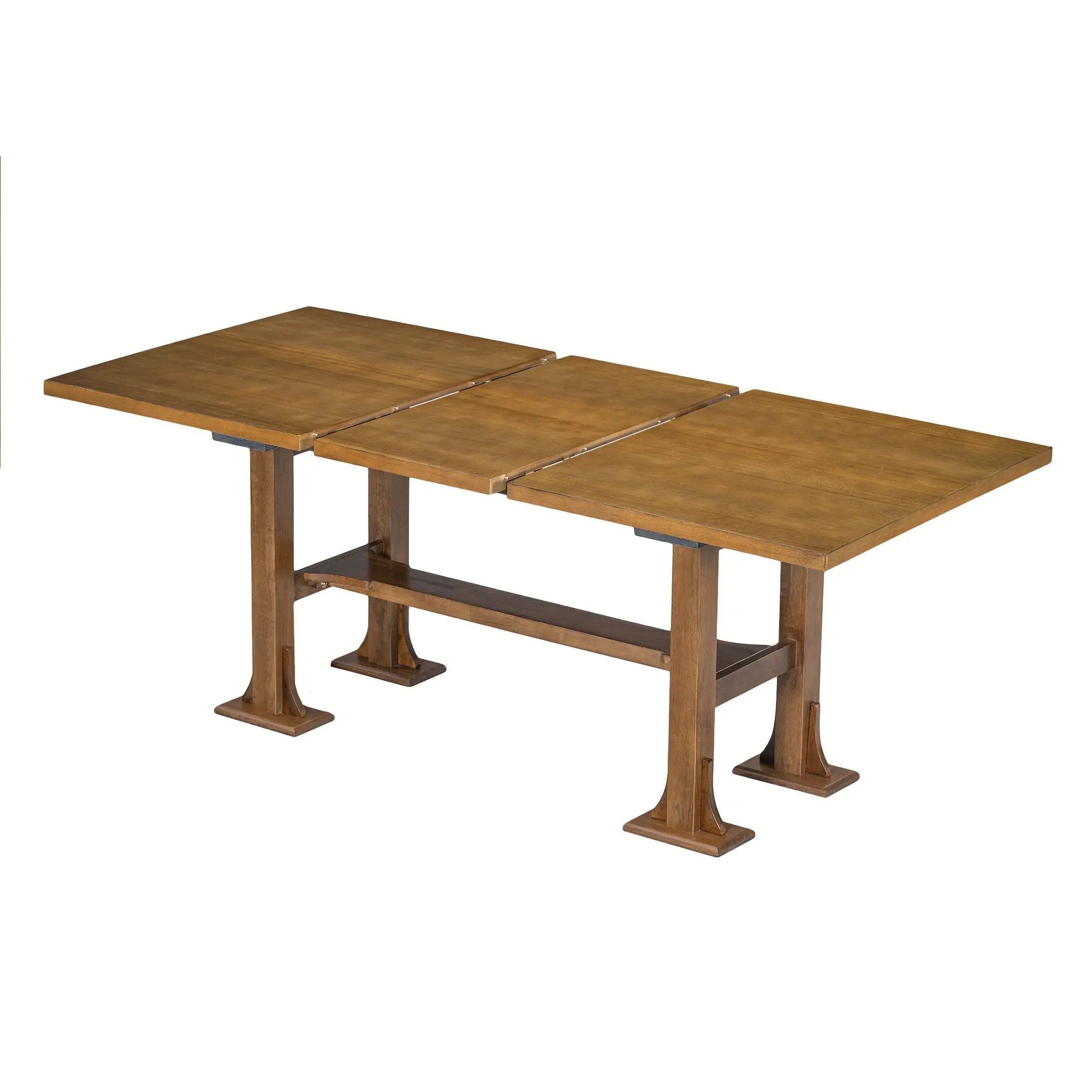 Topmax - 6 Piece Farmhouse Extendable Dining Table Set Trestle Kitchen Table Set With Removable Leaf And Upholstered Dining Chair And Bench For Dining Room by HouseOfZazla
