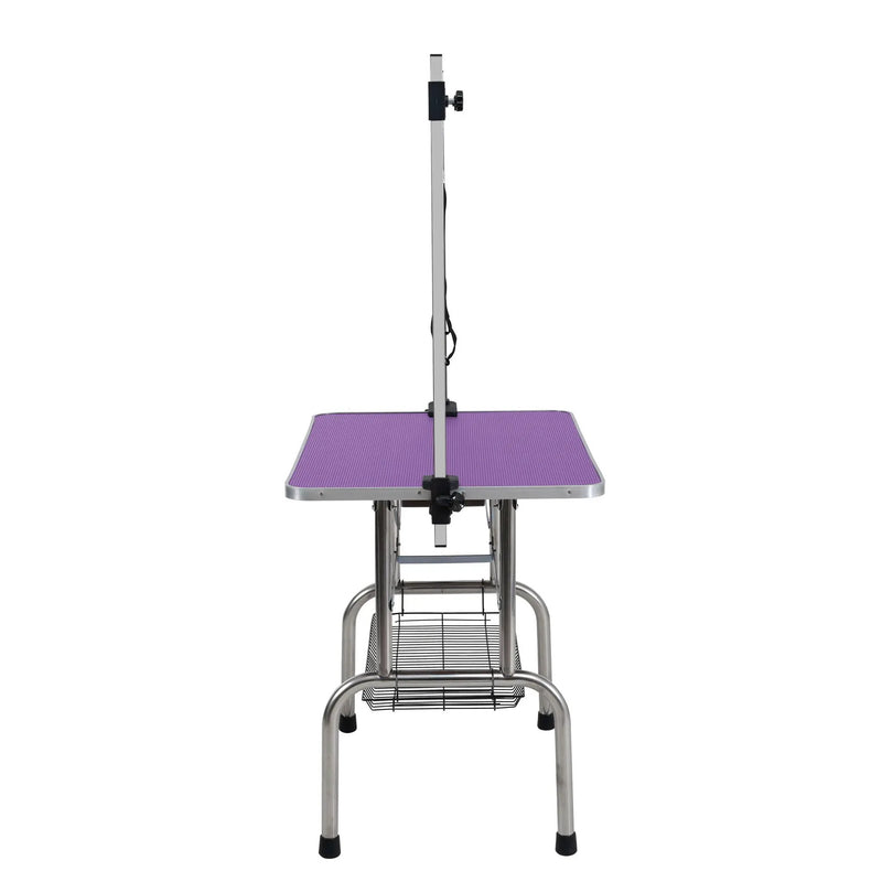Folding Dog Pet Grooming Table Stainless Steel Frame Rubber Mat On Board With Adjustable Arm And Clamps Pet Dog Cat Grooming Table by HouseOfZazla
