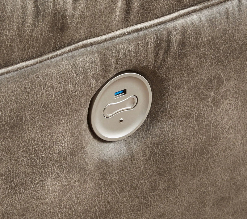 Ravenel - 3-Piece Power Reclining Sectional With Raf Power Reclining Loveseat With Console - Faux Leather - Fossil by Unique Piece Furniture
