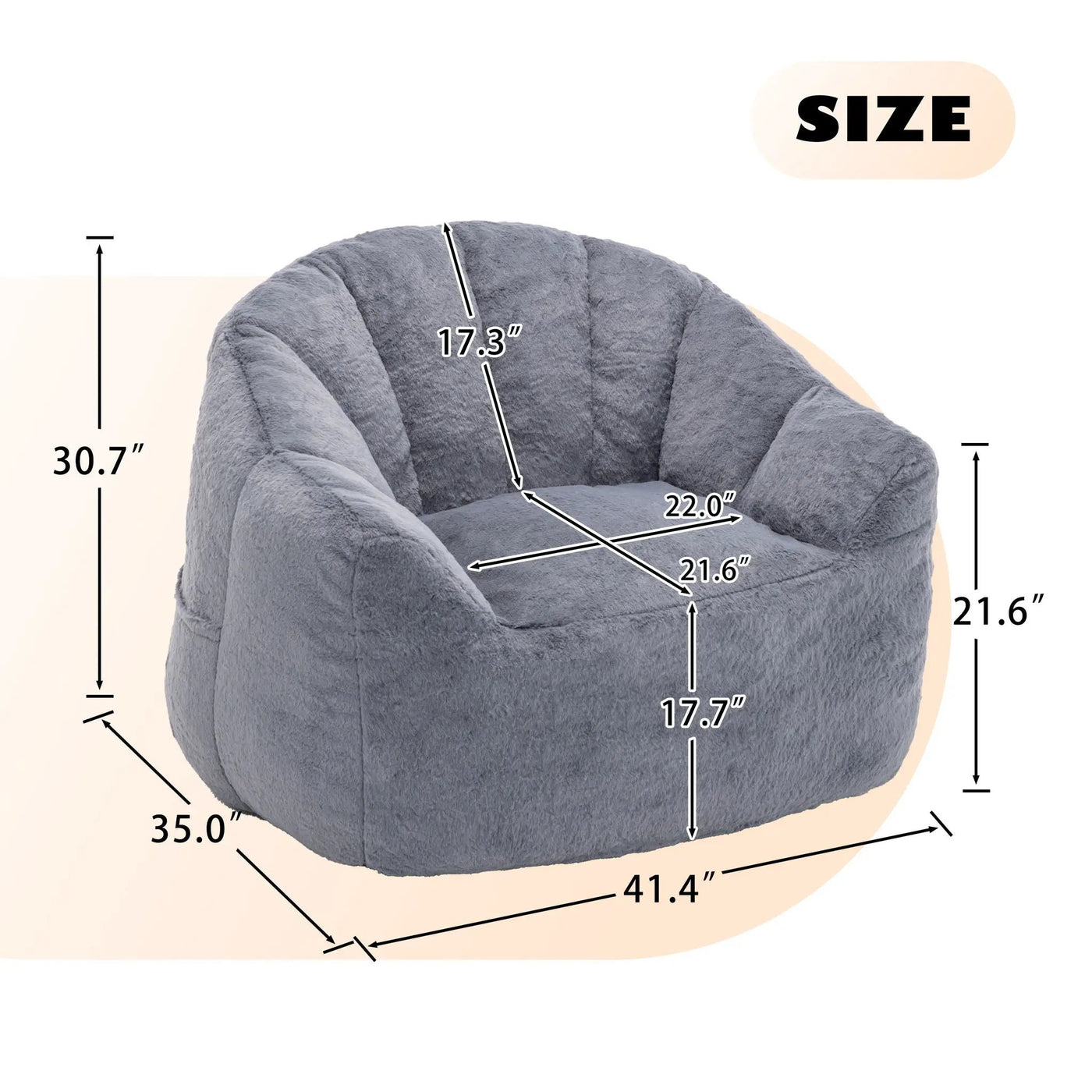 Beanbag Chair, Beanbag Sofa Chair With Armrests Stuffed High Density Foam by Unique Piece Furniture