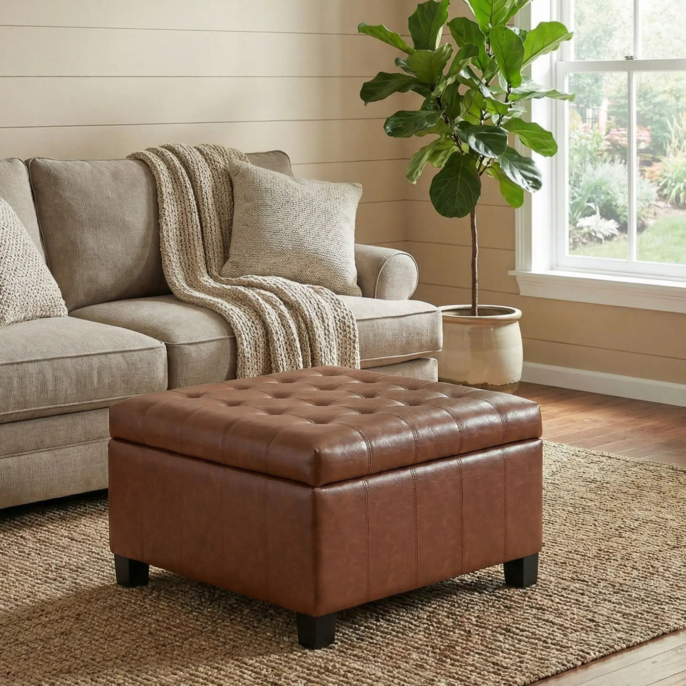 Square Tufted Indoor Ottoman With Lift-Top Storage by HouseOfZazla