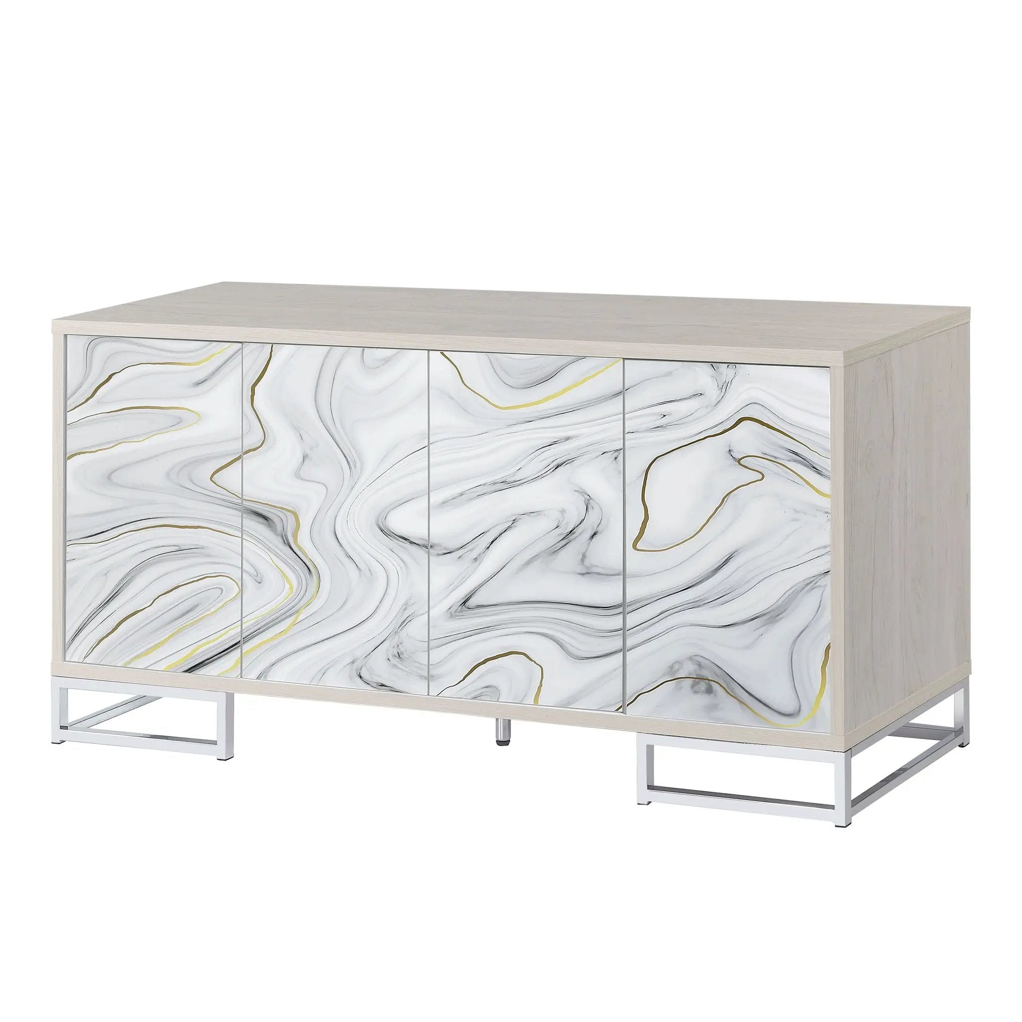 Panos - Console Cabinet - White Marcle / Chrome by Unique Piece Furniture