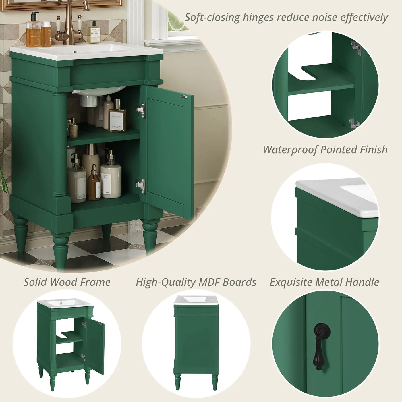 Bathroom Vanity With Sink, Storage Cabinet With Door, Drop In Sink, Compact Freestanding Design by Unique Piece Furniture
