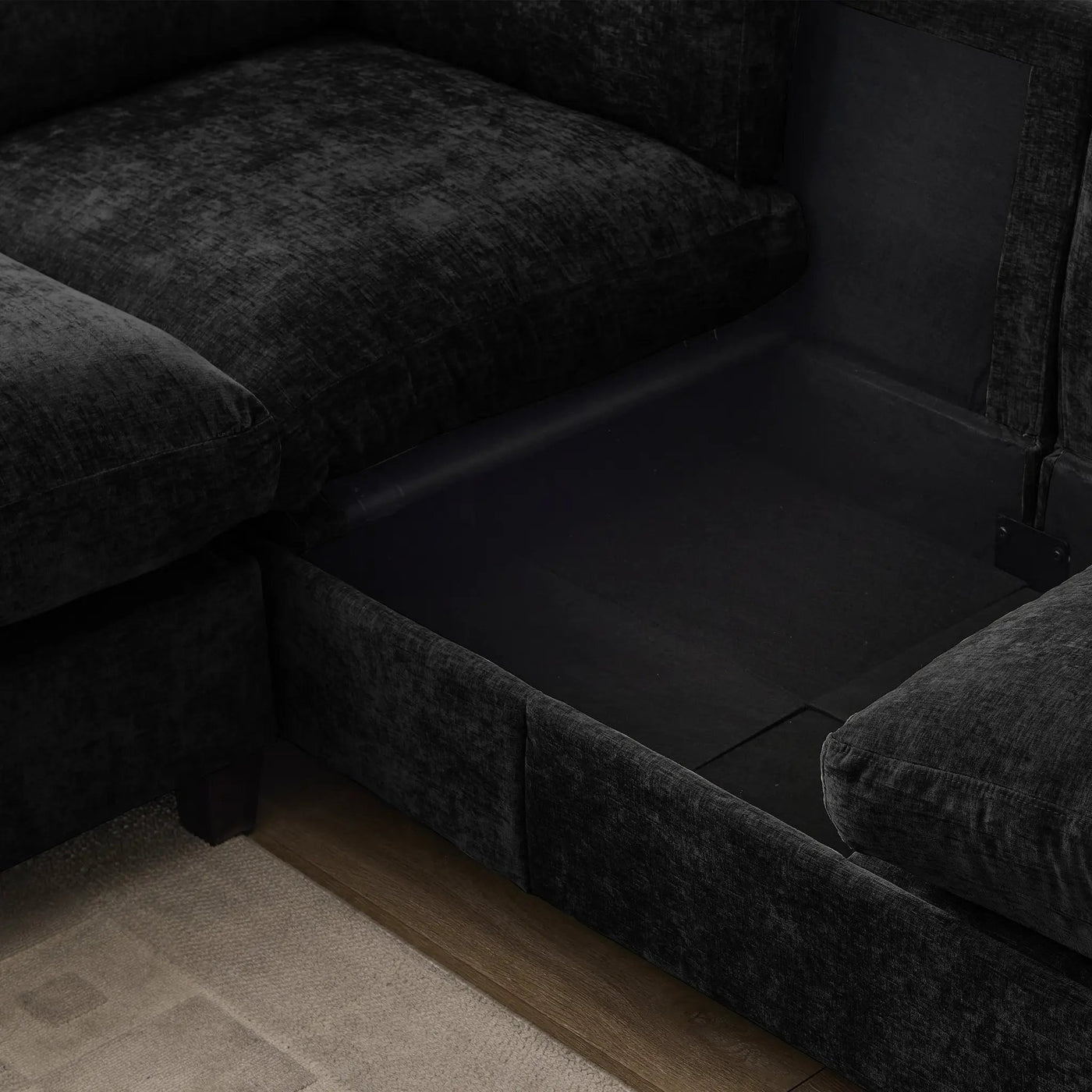 96.5" Sectional Couch for Living Room, Upholstered with Storage by HouseOfZazla