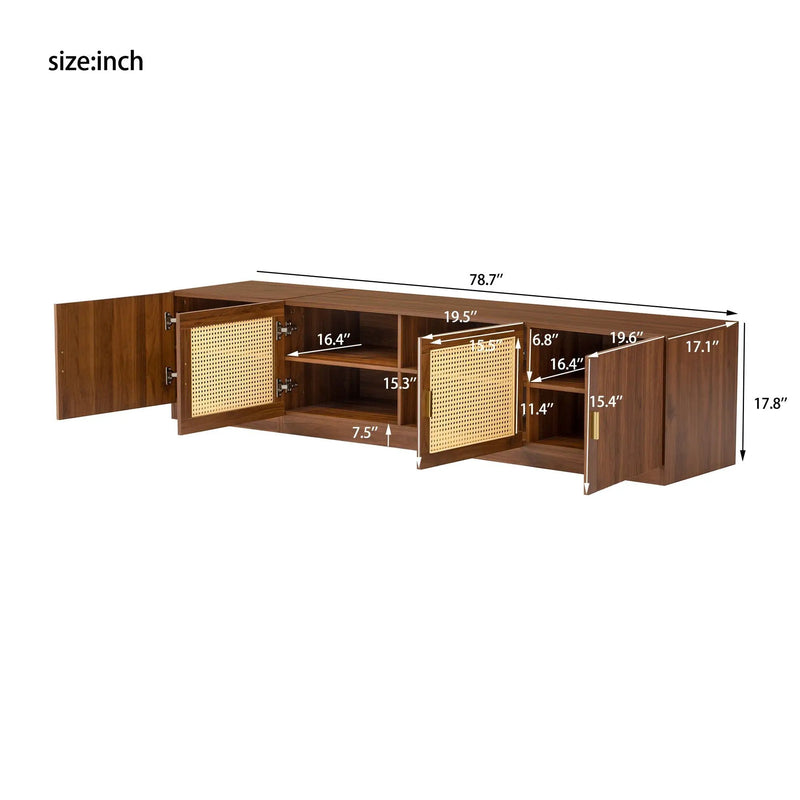 TV Stand, Media Console With Adjustable Shelves - Walnut by HouseOfZazla