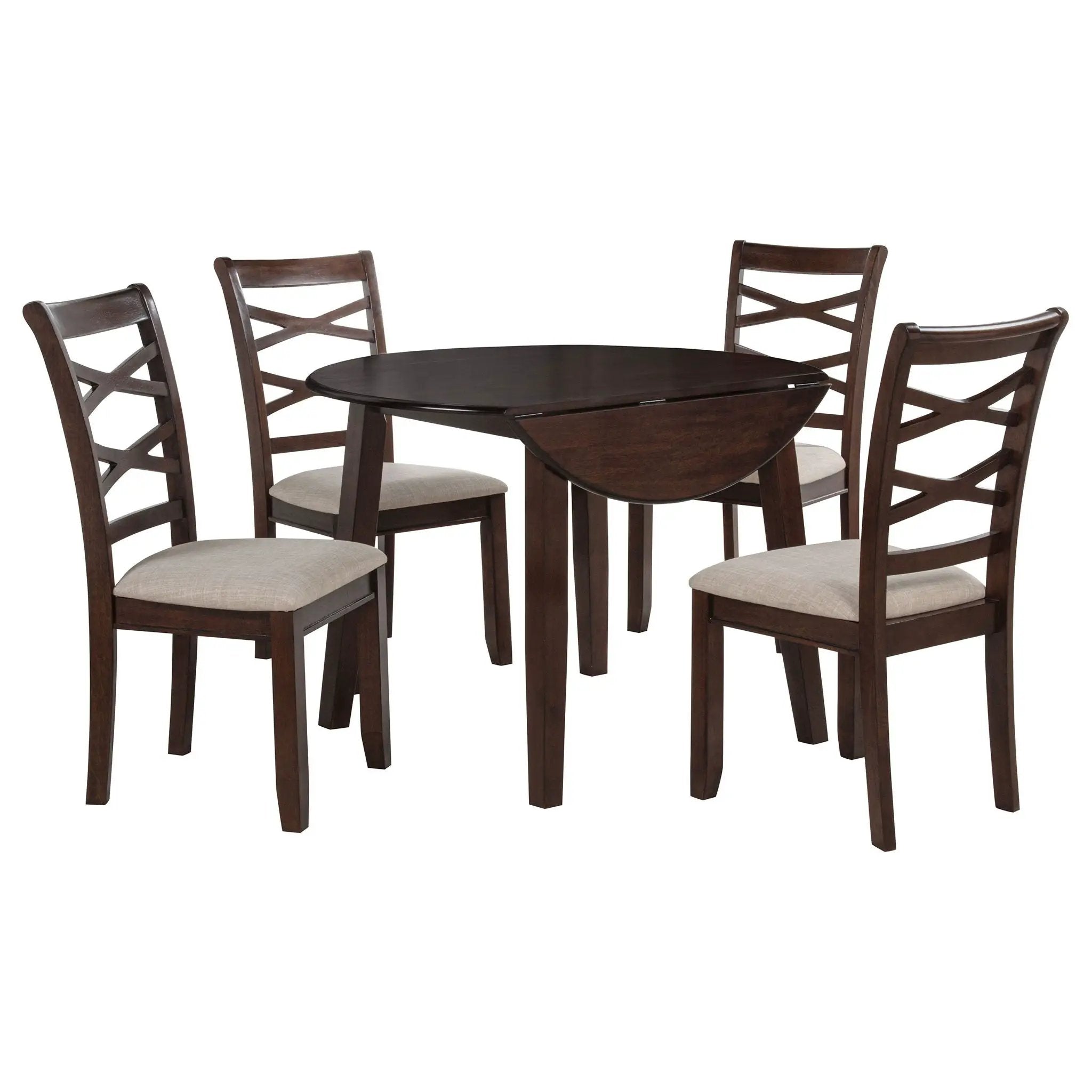 Barton 5-piece Round Wood Dining Table Set Dark Brown by Unique Piece Furniture