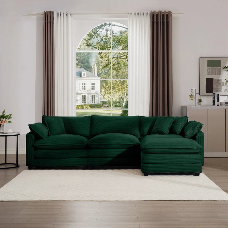 Modern Oversized Modular Cushion Sofa With Ottoman, Low Back, Deep Seating Sofa Set by Unique Piece Furniture