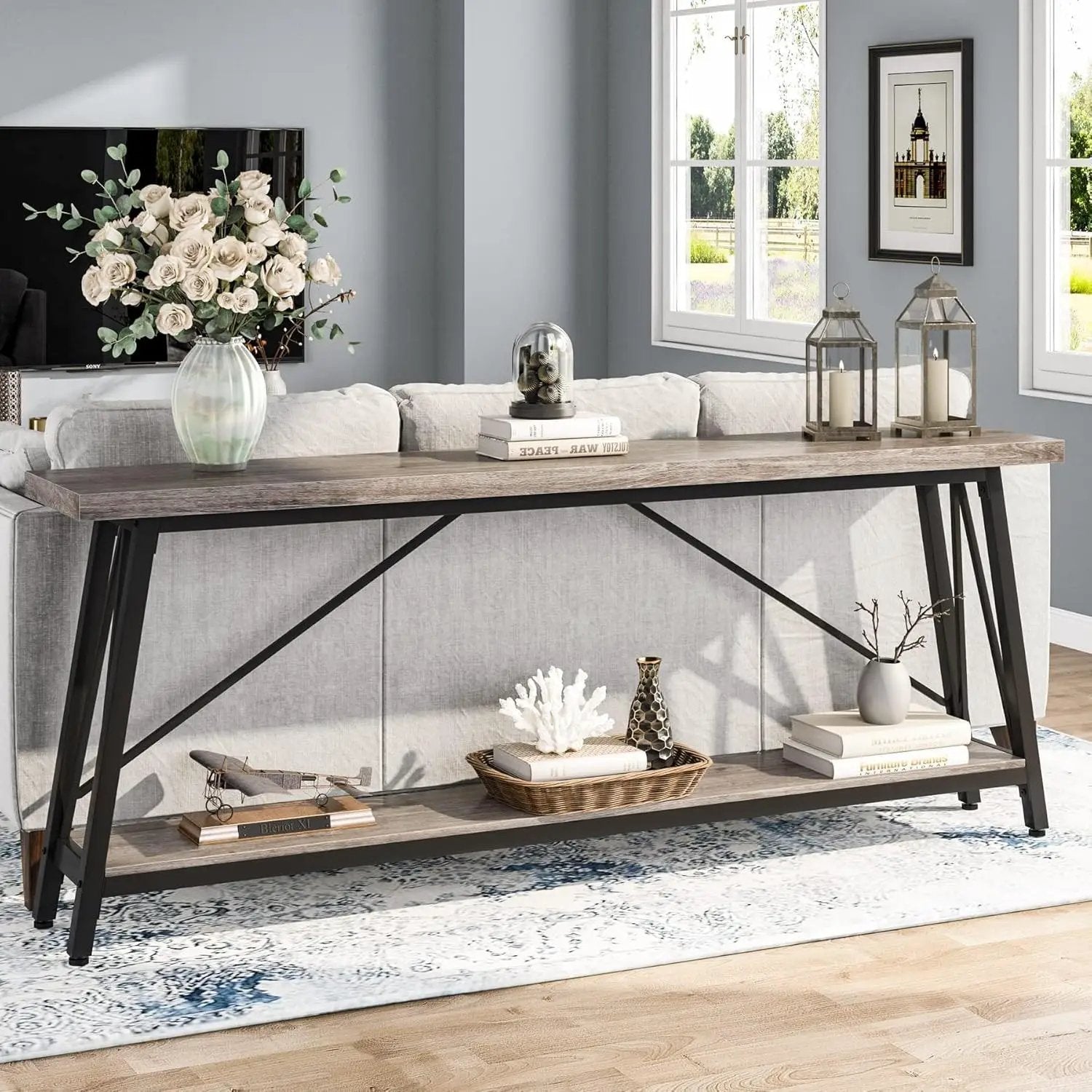 Sofa Table With Frame Extra Long Entryway Console by HouseOfZazla