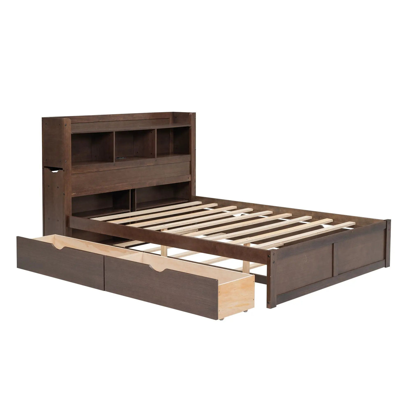 Storage Platform Bed With Pull Out Shelves, Trundle, And 2 Drawers by HouseOfZazla