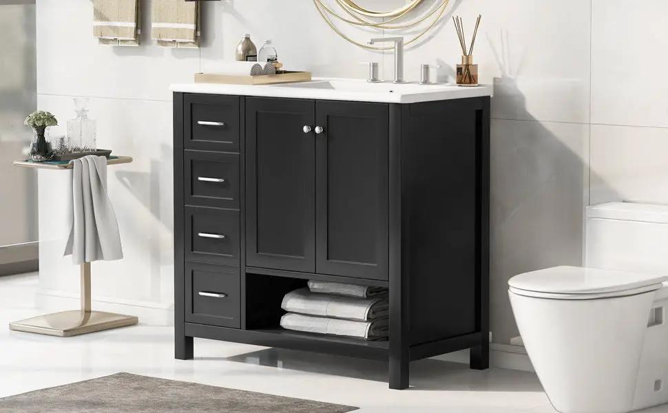 36" Bathroom Vanity with Sink Top and Storage Cabinet by HouseOfZazla